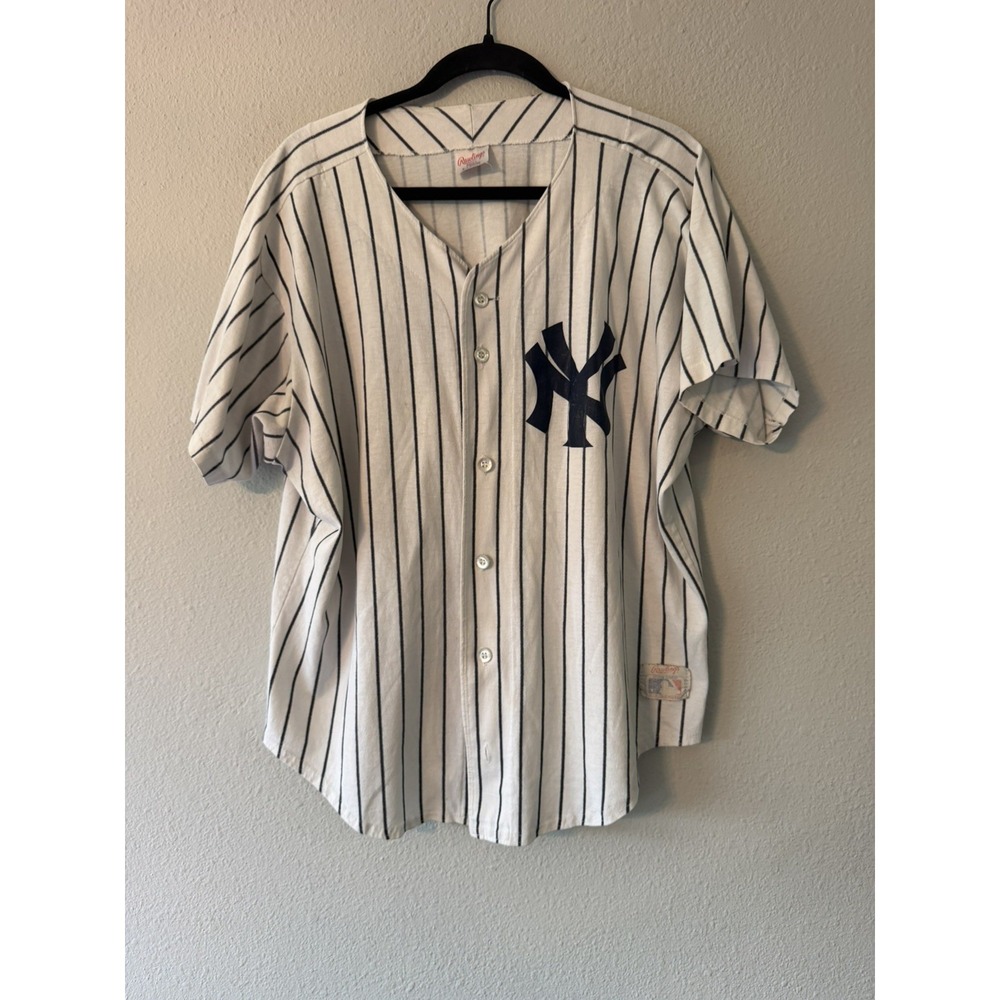 Vintage Rawlings NY Yankees Pinstripe Jersey Made in USA Baseball Size XL
